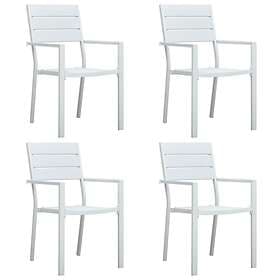 vidaXL Garden Chairs 4 pcs White HDPE Wood Look