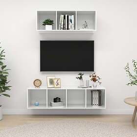 vidaXL 2 Piece TV Cabinet Set High Gloss White Chipboard