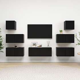 vidaXL 7 Piece TV Cabinet Set Black Chipboard