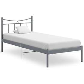 vidaXL Bed Frame Grey Metal and Plywood 90x200 cm