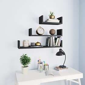 vidaXL Wall Display Shelf 3 pcs Grey Chipboard