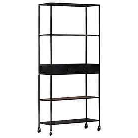 vidaXL Book Cabinet 90x35x180 cm Rough Mango Wood & Iron