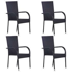 vidaXL Stackable Outdoor Chairs 4 pcs Poly Rattan Black